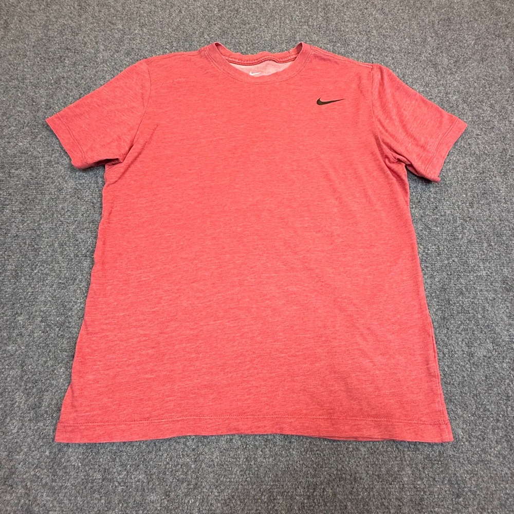 Nike Dri-FIT Heather Red Short Sleeve Training T-Shirt Mens Medium Swoosh Tee